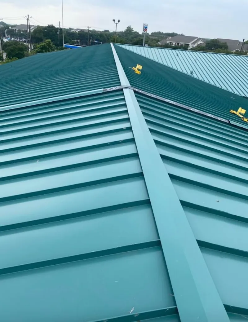 Green commercial metal roof ridge and valley for Metal Roof Repair in Ruskin